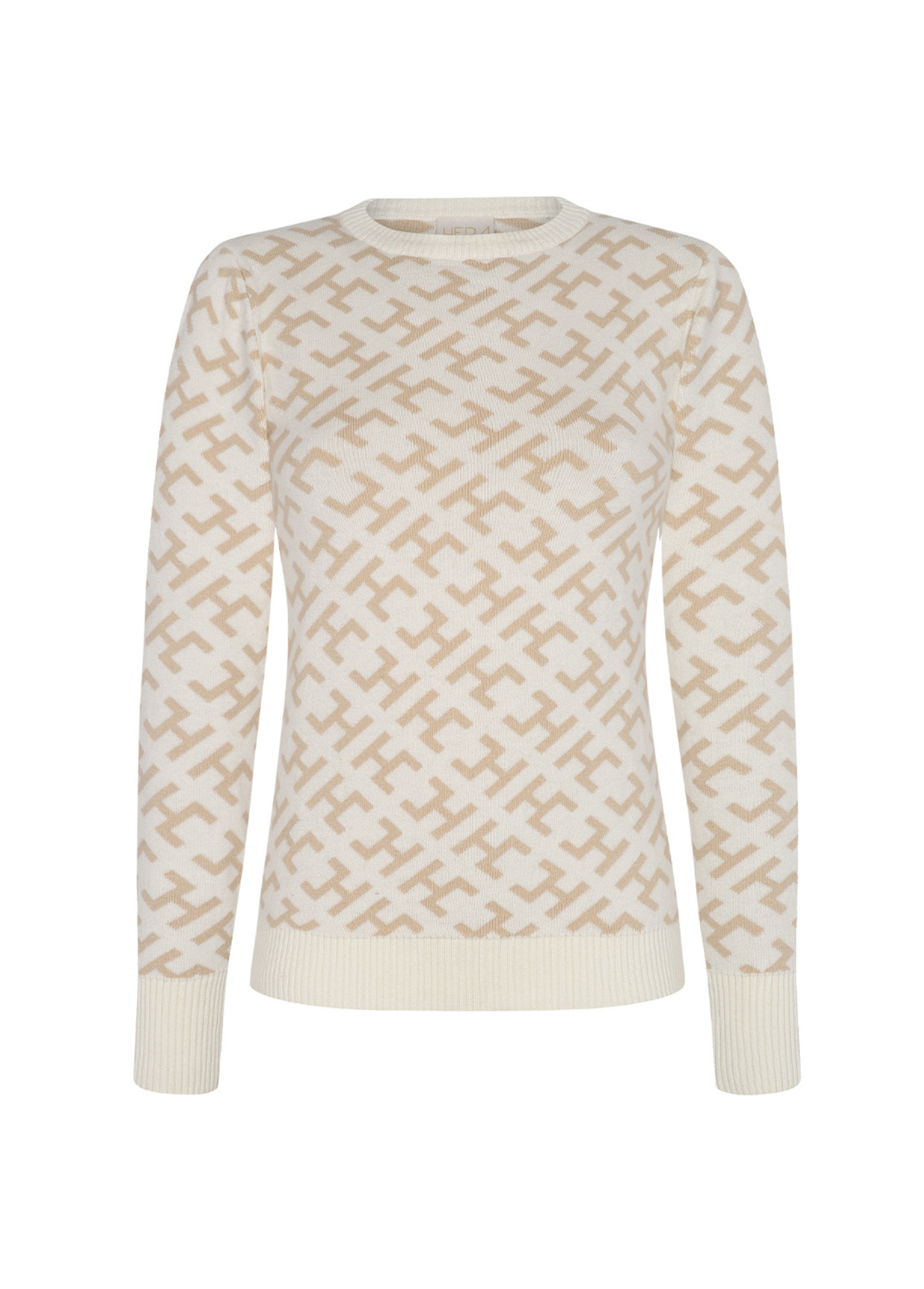 HC FULL MONOGRAM CREW NECK SWEATER - WHITE