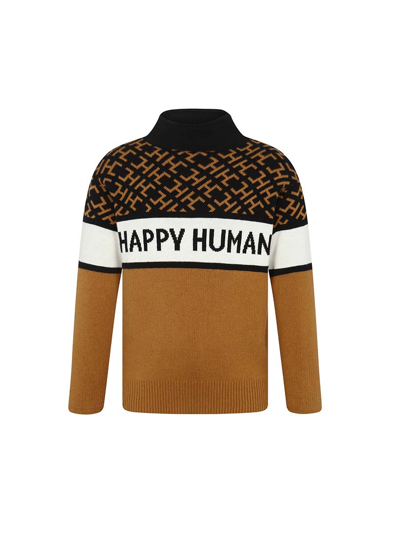 HAPPY HUMAN HC MONOGRAM SWEATER - BLACK - Hera Concept